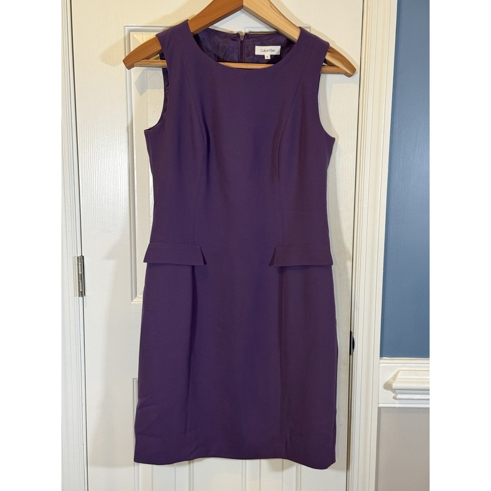 Calvin Klein 6 Purple Sleeveless Lined Dress Preppy Career‎ Work Classic Party